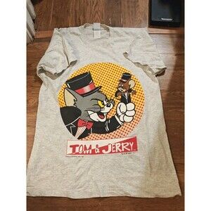VTG 90s Tom & Jerry T Shirt Adult Size XL Single Stitch Made In USA Gray